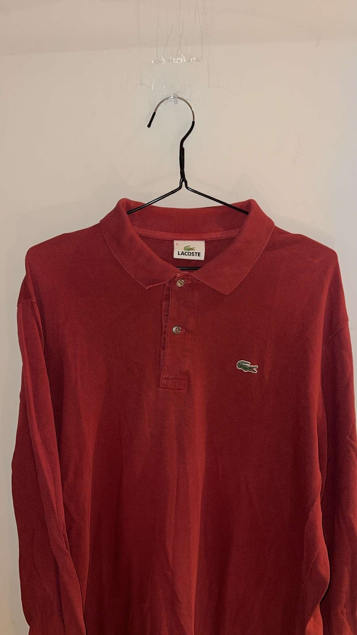Large Red Long-Sleeve Lacoste Polo