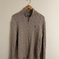 Medium Beige CableKnit Ralph Lauren Quarter Zip