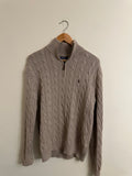 Medium Beige CableKnit Ralph Lauren Quarter Zip