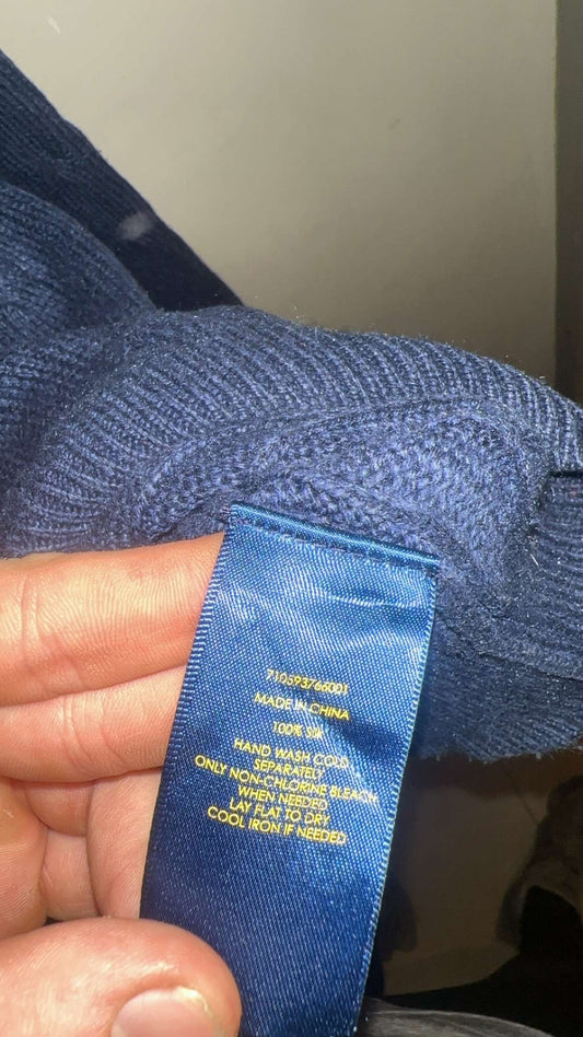 Large Navy Knitted Quarter Zip