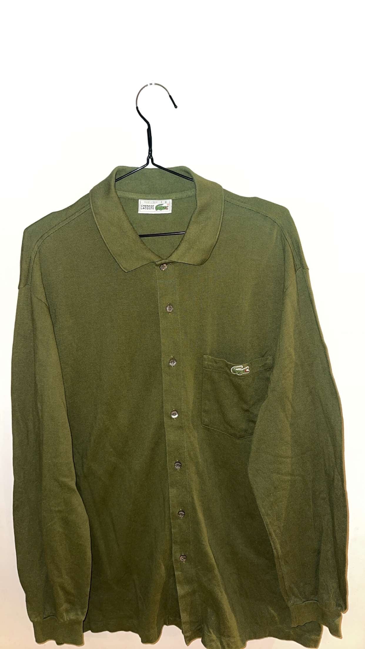 Large Olive Green Full-Button Lacoste Shirt
