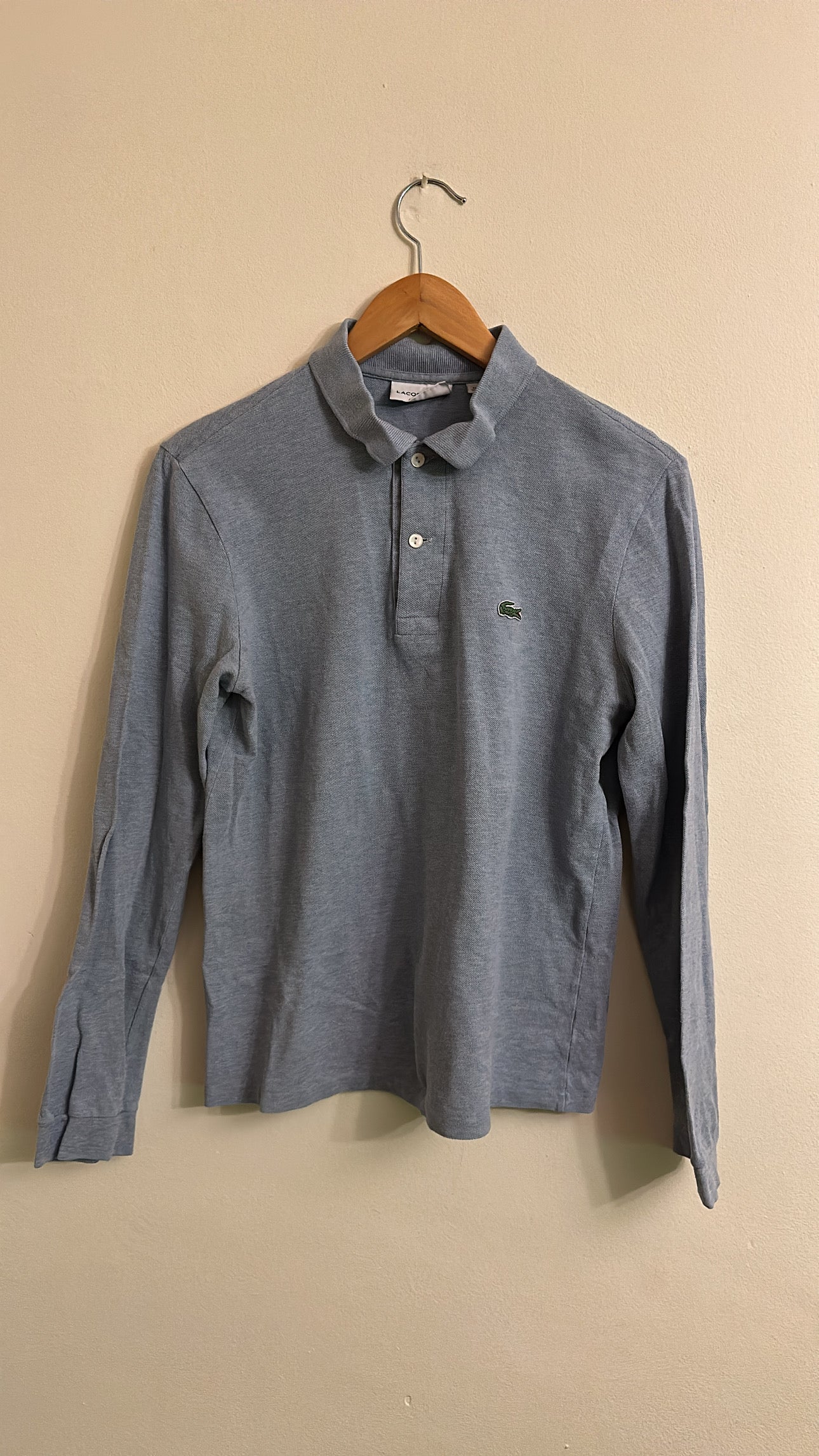 XS Lavender/Light Blue Long-Sleeve Lacoste Polo