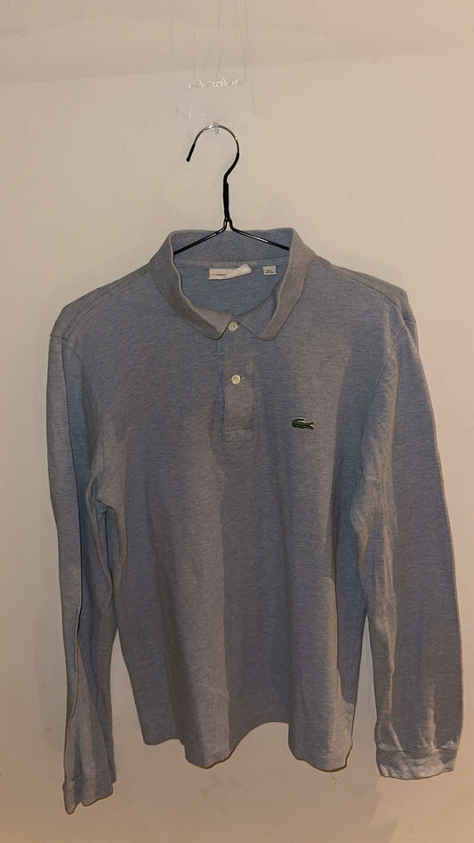XS Lavender/Light Blue Long-Sleeve Lacoste Polo